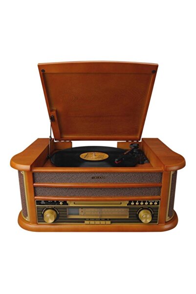 TEKZONE Plak Ahşap Retro Bluetooth Pikap Nostalgia Dönence Pikap Ahşap 2x5w Stereo Mp3 Çalar Usb-radyo-cd-bt