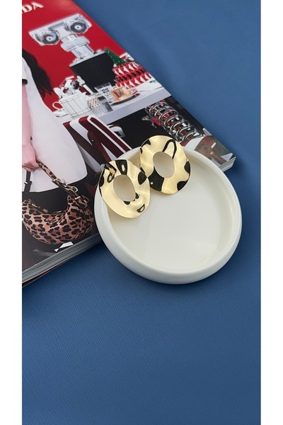 TRENDTAKI süper parlak hafif oval gold kaplama küpe 0183