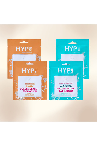 HYP ME قناع الشعر بالصبار 50 مل 2 قطعة - قناع الشعر بيوتين 50 مل 2 قطعة