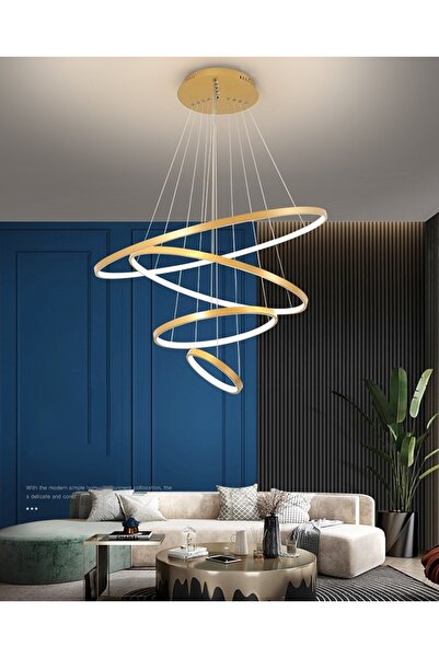 N Naturel Aydınlatma 4lü Ledli Çember Avize / 20-40-60-80cm / 3 Renk Işık / K...