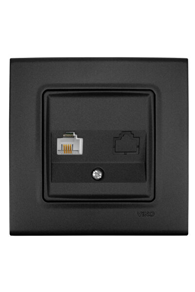 VİKO Viko Linnera Life Gece Siyahı Tekli Nümeris Cat-3 Telefon Prizi Çerçeveli