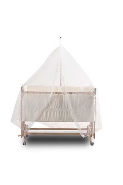 fantastik store ComfyMax Sallanır Anne Yanı Doğal Ahşap Beşik ve Uyku Seti - 60x120 cm
