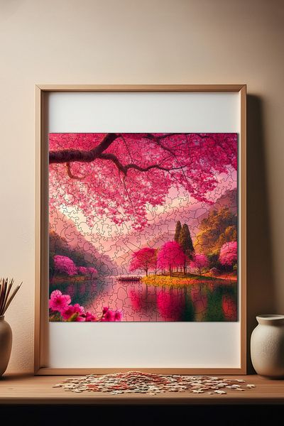 Pinecone بازل خشبي ساكورا سلام - 353 قطعة بازل، رقائق فريدة، 29x29 سم S1-25