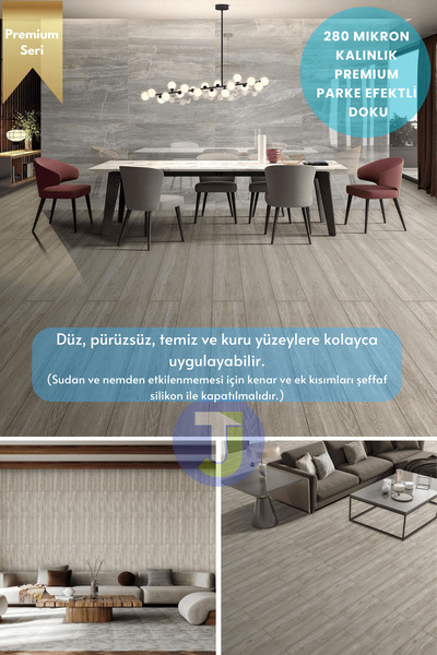 Technojet Kendinden Yapışkanlı Dokulu Parke Desen Premium Zemin Mutfak Duvar DolapKaplama 60cmX300cm