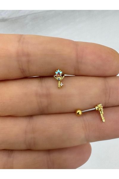 Arescollection Zircon Stone Tragus Helix Lobe Conch Flat Lobe Compatible Piercing Earrings