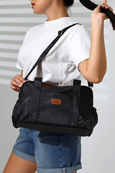Bagzone Big Size Soft Leather and Linen Bag Model