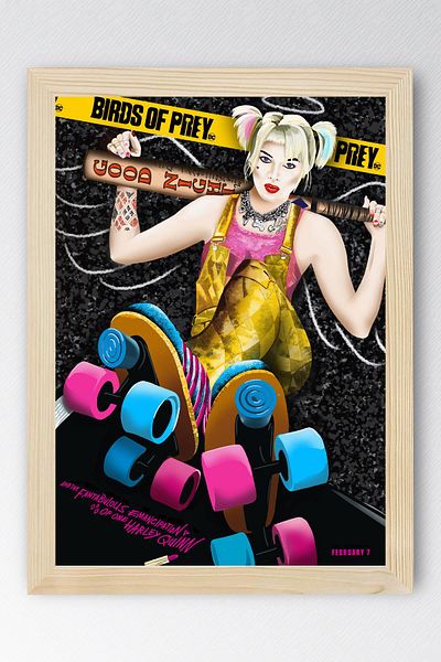 Saturn Harley Quinn Framed Painting - Birds of Prey Movie Poster Painting