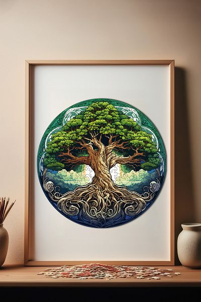 Pinecone لغز شجرة الحياة المكون من 252 قطعة - رقائق متضمنة مقاس 29 × 29 سم A1-02