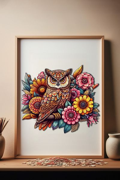 Pinecone 300 قطعة من الملابس الداخلية - أحجية خشبية على شكل بومة زهرية مقاس 29 × 33 سم Wz-07