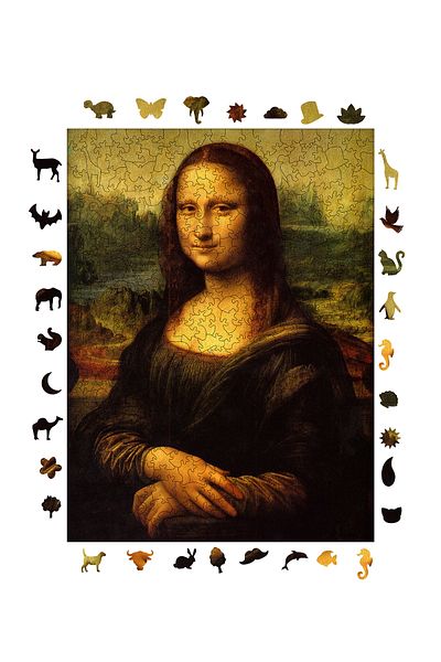 Pinecone بازل خشبي من الموناليزا - 450 قطعة، بازل فريد، رقائق لاصقة، متضمن 29x39 سم R1-16