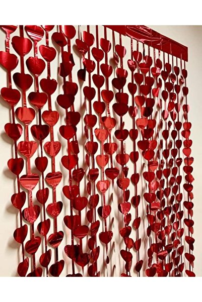 CUGY Kapı Perdesi Kalpli Kırmızı Doğum Günü  Süsü Renk Seçenekli