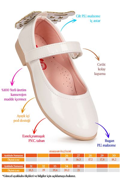 KARAMAZI Pantofi de balerină pentru fete Karamazı Kids Friga Butterfly Velcro