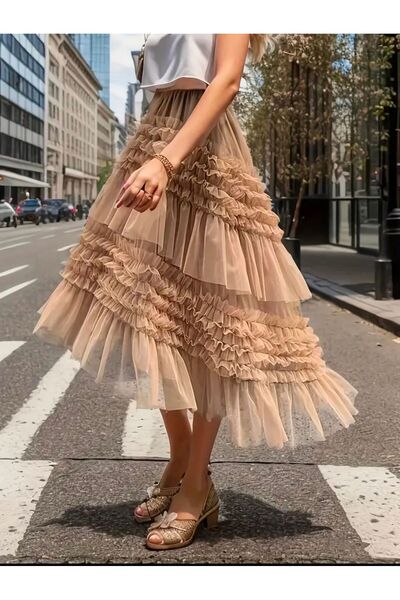 INDRESS Asimetrik Kesim Büzgü Detaylı Etek