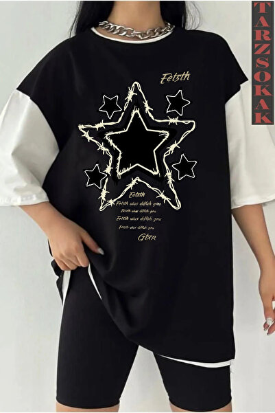 Tarzsokak Pantofi negri supradimensionați cu stea închisă dublă