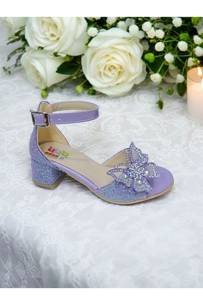 PATİK BEBE Вечерни обувки с висок ток и пеперуда с блясък за момиче