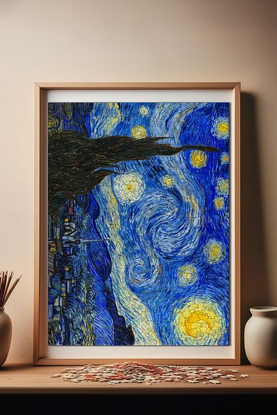 Pinecone لغز فان جوخ الخشبي المرصع بالنجوم - ليلة فريدة من نوعها مكونة من 450 قطعة مقاس 29 × 39 سم R1-12