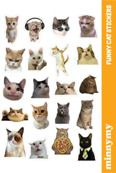 Minnymy 3Pcs Funny Cat, Cats, Sticker, Sticker, Agenda, Diary, Planner, Bullet Journal, Scrapbook