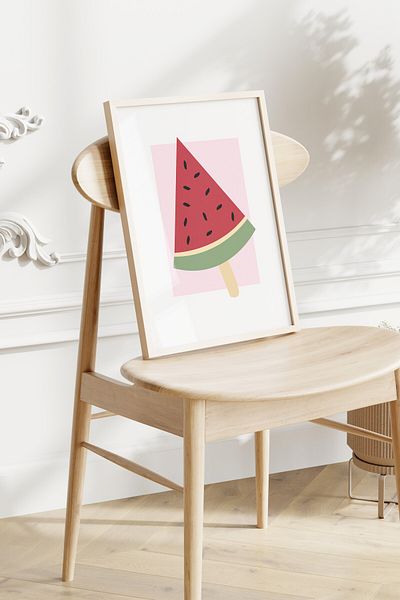 Home Red Berries on Pink Background 3 Kids and Baby Room Decor, Room Decor, Unframed Poster