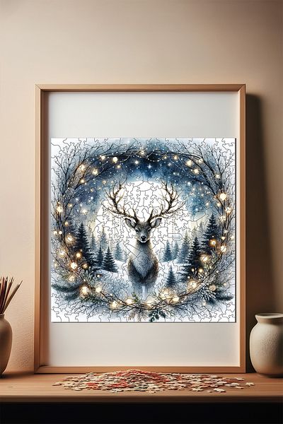 Pinecone Unique Piece Wooden Puzzle under the Silver Moon - Puzzle 353, 29X29 Cm, S1-38