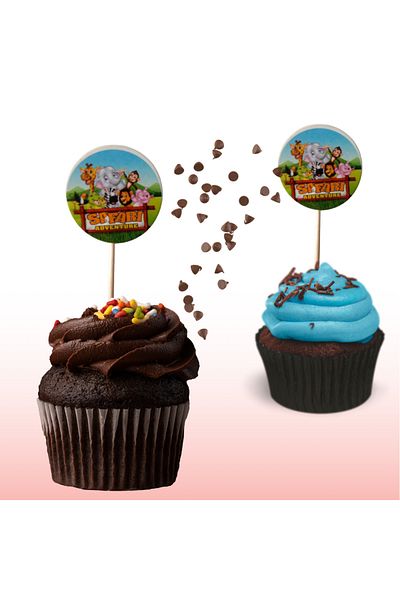booddie Safari Themed Set of 20 Toothpicks for Birthday - Cupcake, Cake Decorations, Animals Cute, Diameter 3.5cm