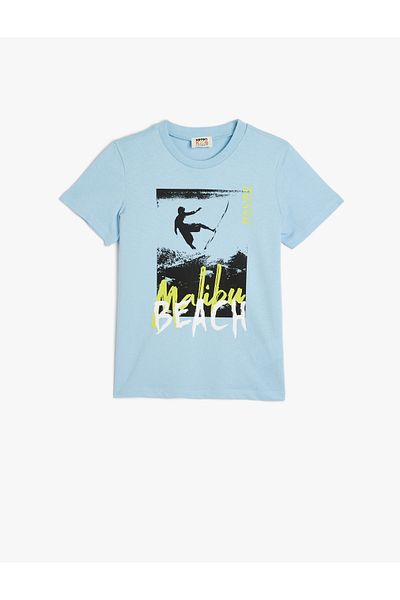 Koton New Season Basic T-Shirt Surf Printed Short Sleeve Crew Neck Cotton