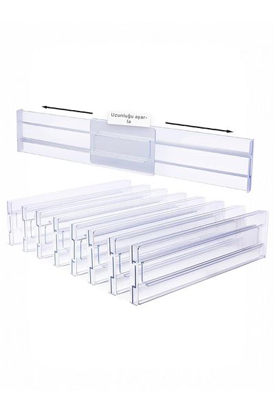 Yenigeldi 2 τμχ Clear Acrylic Telescopic Organizer Organizer - Ρυθμιζόμενο διαχωριστικό συρταριών Y3336
