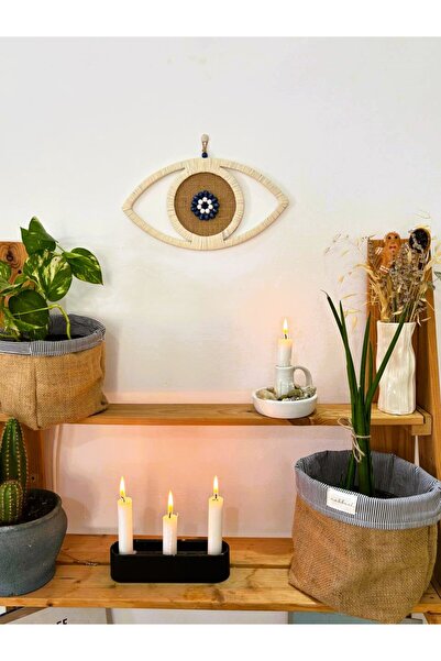 nefisenem El Yapımı Beyaz Nazar Göz Duvar Dekoru - Bohem Tarzı