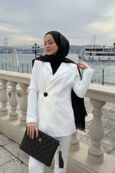 Melike Tatar Ekru Lined Crepe Jacket 32-2301