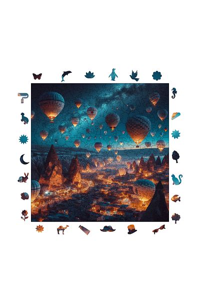 Pinecone Wooden Puzzle Magical Balloons of Cappadocia Unique Piece Jigsaw Puzzle 353 Pieces 29X29 cm S1-11