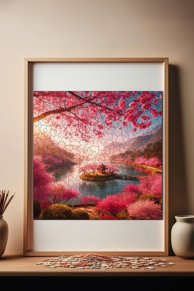 Pinecone حلم زهر الكرز - ألغاز خشبية مجزأة فريدة من نوعها 353 قطعة 29x29 سم S1-26