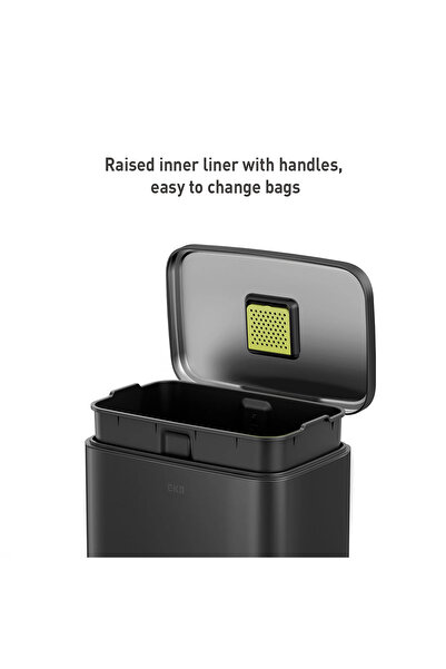 EKO MADISON PEDALLI PASLANMAZ KARE ÇÖP KOVASI - 50 LT - SİYAH