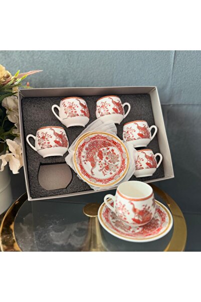 hinezahome Kırmızı Kuş Fincan 6 Kişilik
