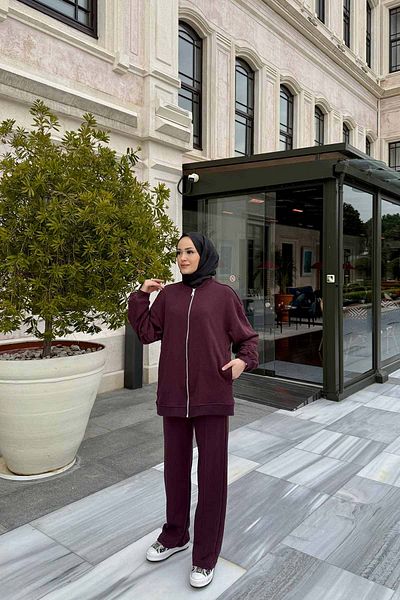 Melike Tatar Bordo Stone Three Thread Suit 32-3405