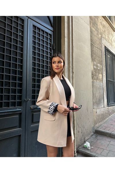 Ekim Store Jachetă blazer căptușită cu leopard