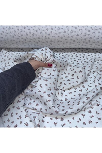 Yaren Ülker Müslin Kumaş Çift Katlı Çift En %100 Pamuk Doğal Çıtır Küçük Çiçe...