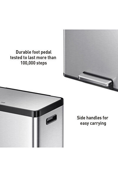 EKO ECOCASA ⅡPEDALLI PASLANMAZ KARE ÇÖP KOVASI - 45 LT - SATEN