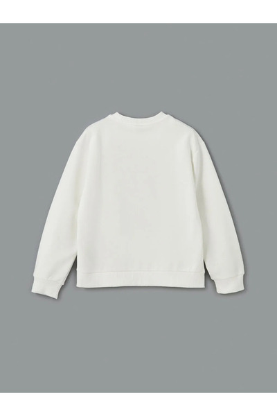 LC Waikiki LCW Kids Ecru Crew Neck Hello Kitty με τύπωμα Χοντρό φούτερ για κορίτσια