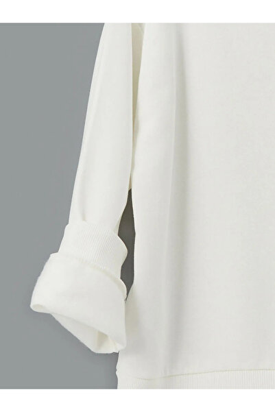 LC Waikiki LCW Kids Ecru Crew Neck Hello Kitty με τύπωμα Χοντρό φούτερ για κορίτσια