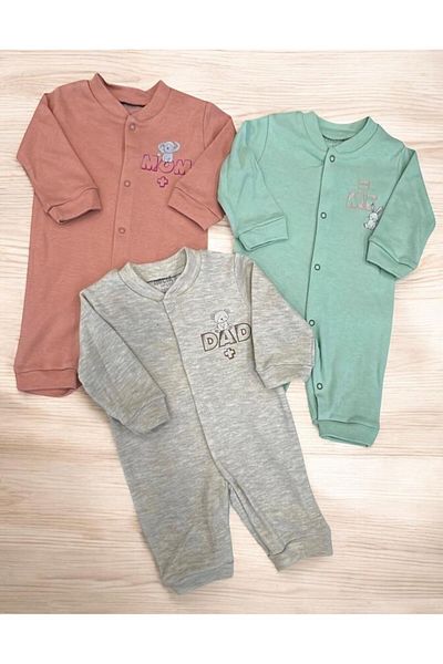 ALTINTAŞ BABY Mom Dad Me Baby Girl Triple Jumpsuit