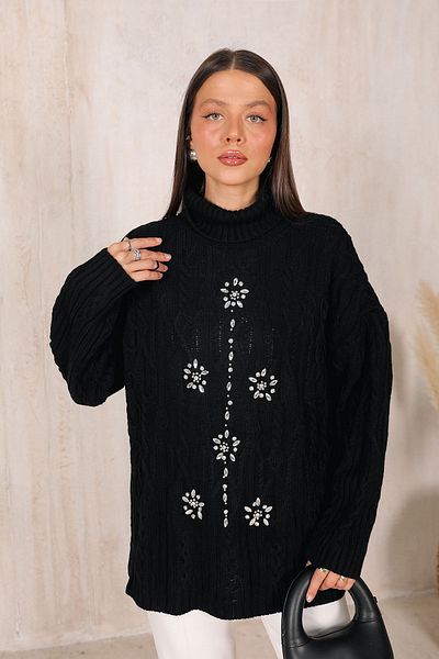 Melike Tatar Pulover din tricotaje Black Stone 32-7003