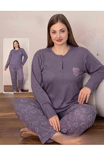 lindros Set de pijamale pentru femei din bumbac, cu guler cu nasturi, interlo...