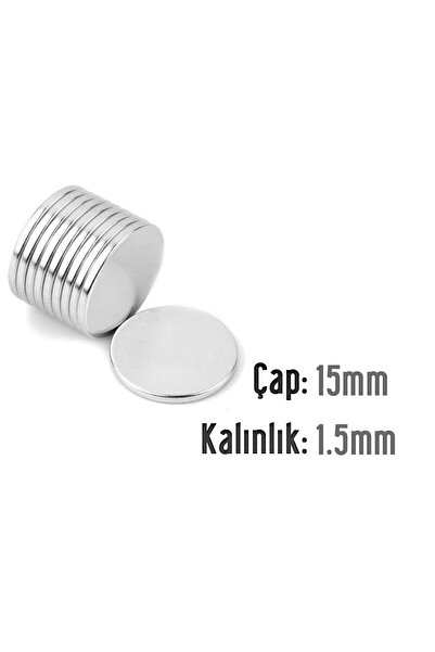 Hdg 15 adet Neodyum Mıknatıs Dekoratif Magnet Güçlü Çekim 15x1,5 mm
