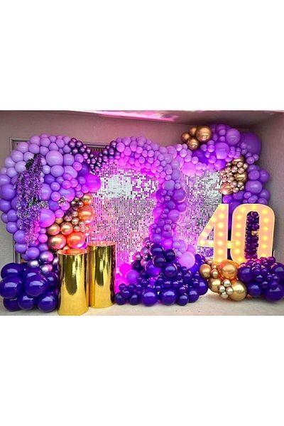 BALON DİYARI 10 Purple Metallic Balloons - Premium Latex