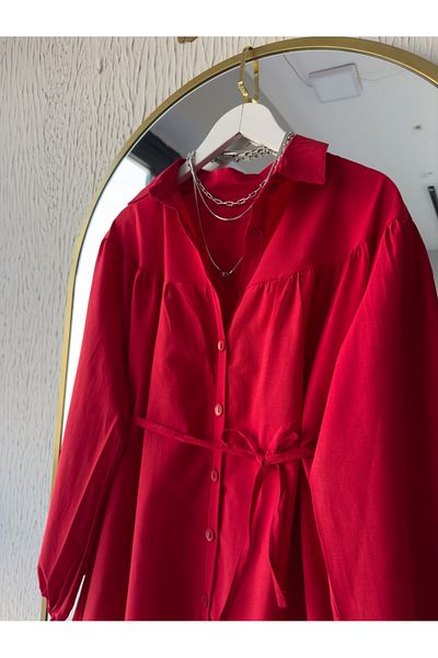 Butik Poplin Shirt - Red, Robali Model