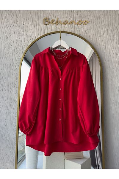 Butik Poplin Shirt - Red, Robali Model
