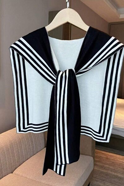 Moibody Tricotaj 100% acrilic din material subțire Şal de umăr pentru birou şi modă casual, simetric, negru