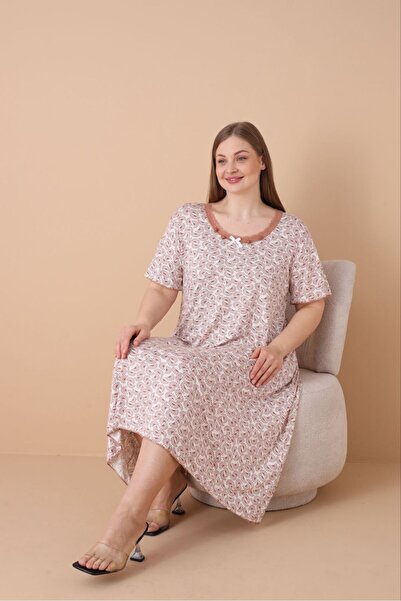 şuranur 100% μπαμπού - Φόρεμα με λεπτομέρεια με δαντέλα με λαιμόκοψη με φούστα