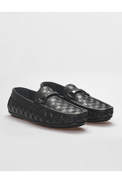 Cabani Black Genuine Leather Men's Loafer