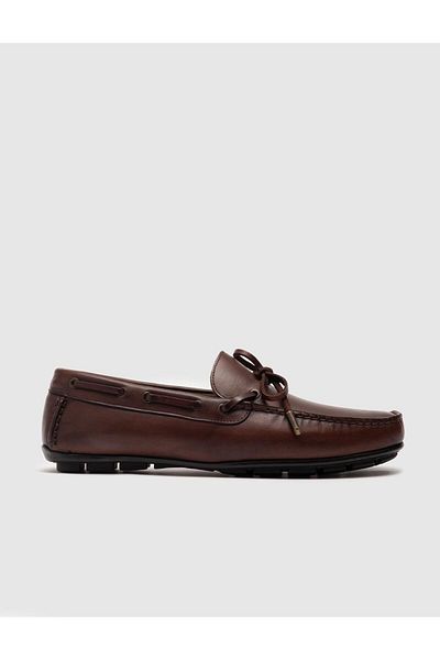 Cabani Genuine Leather Brown Rubber Sole Men's Loafer Shoes