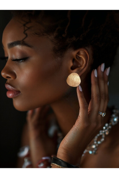 La fee aksesuar أقراط فولاذية ذهبية اللون - أقراط بوليمر كلاي مصنوعة يدويًا ب...